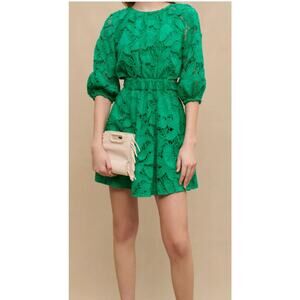 Maje Embroidered cotton mini dress in Green size FR 36/ US Small
